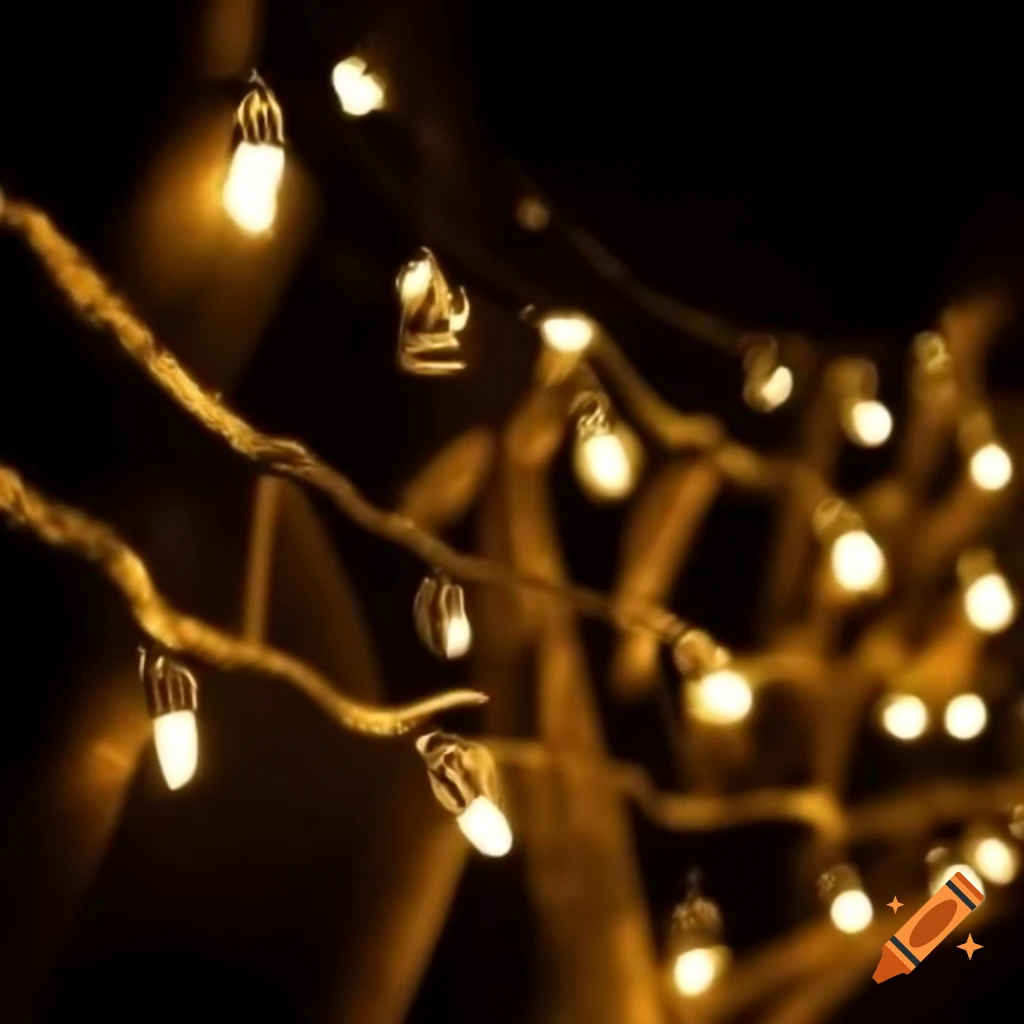 Colorful Christmas lights illuminating a festive scene