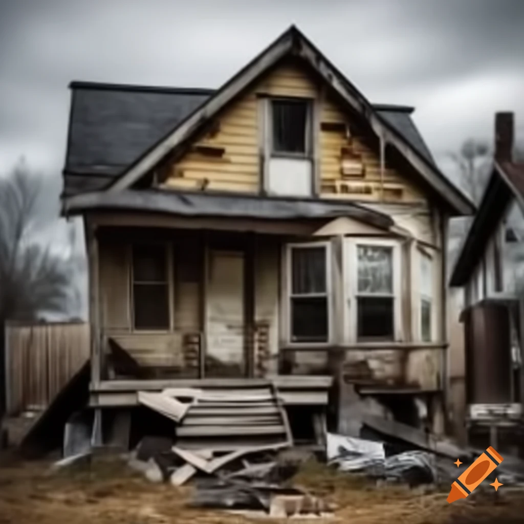 Small house in poor condition with dirt, mold, and mess