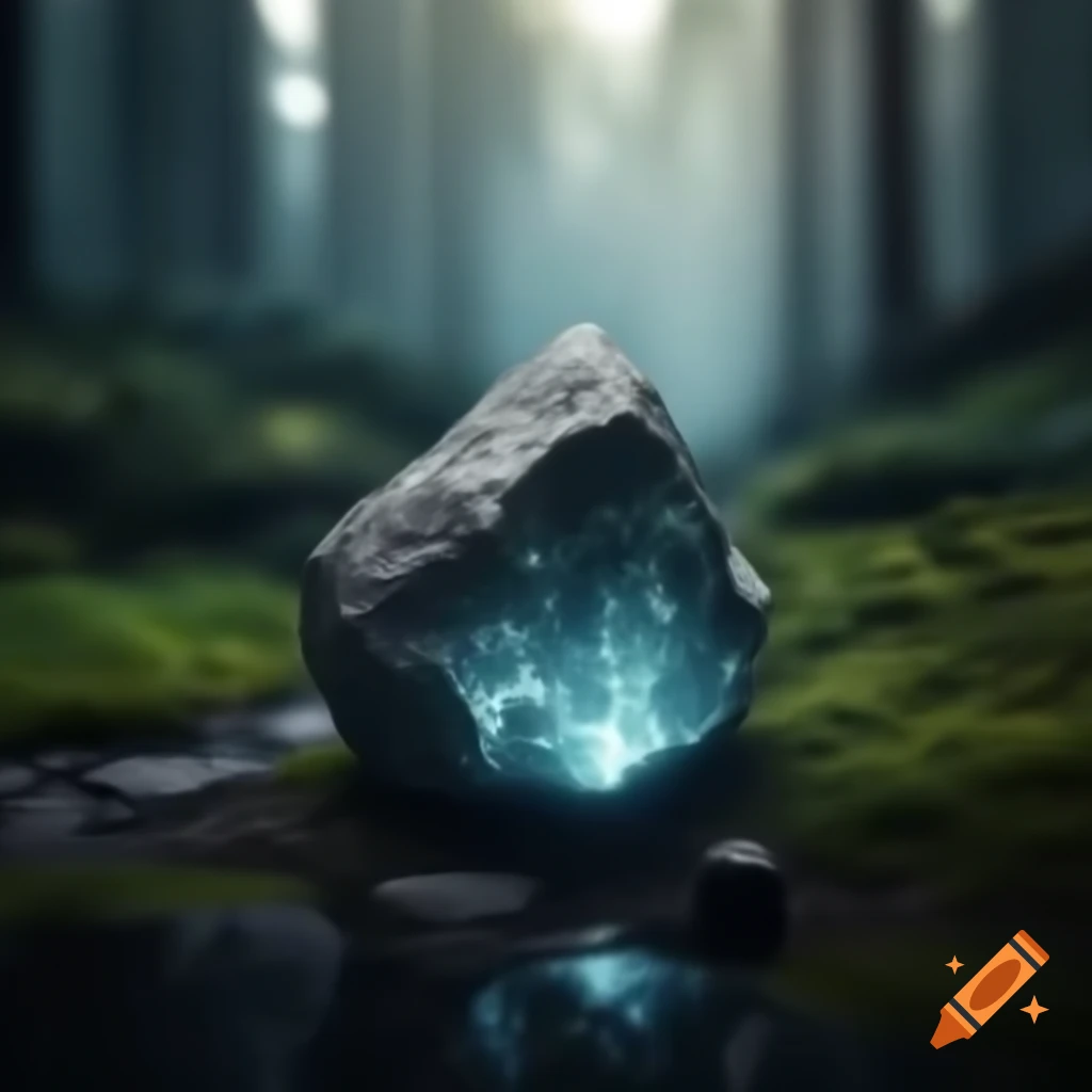 Mysterious rock in the middle of a forest on Craiyon