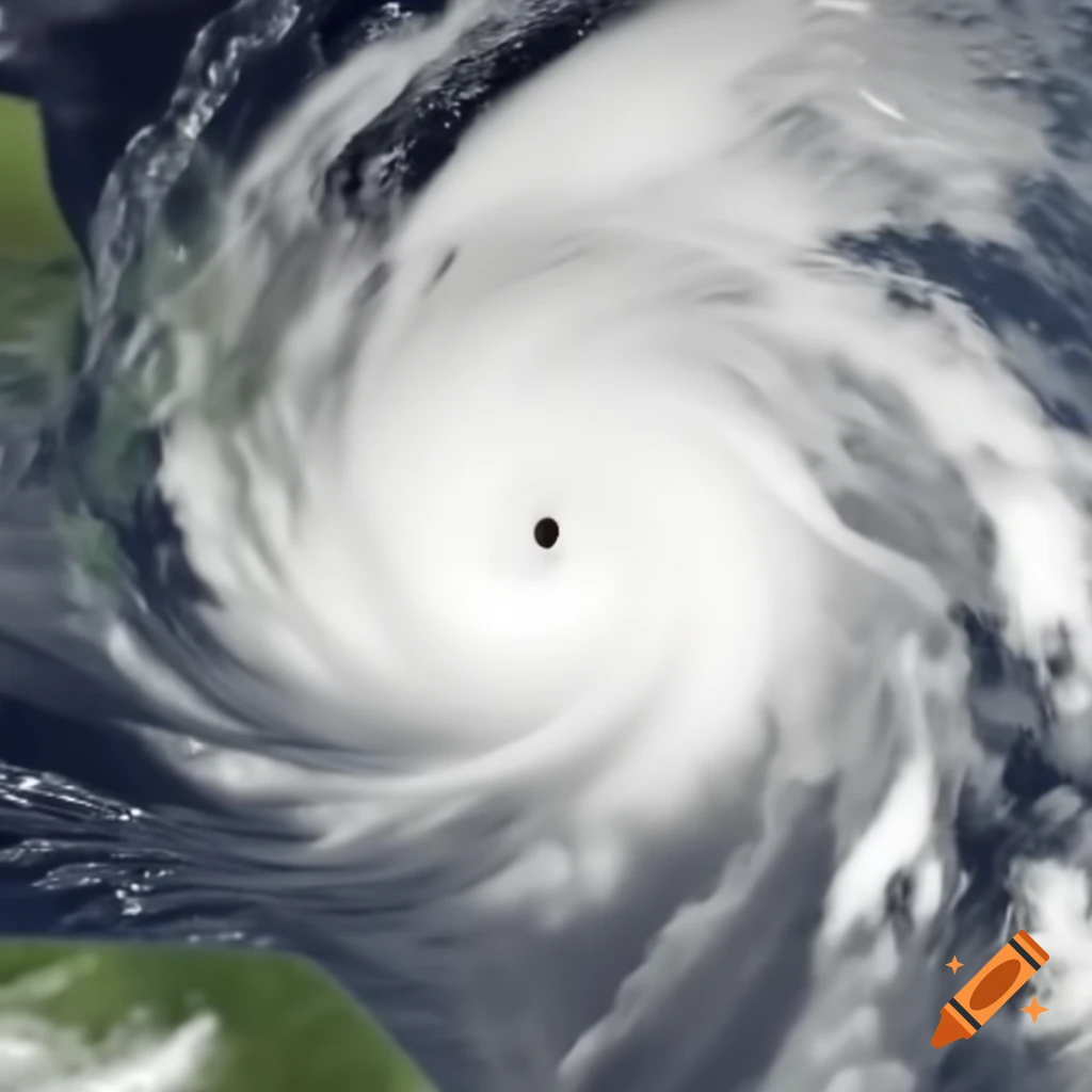 Category five hurricane showing small eye formation