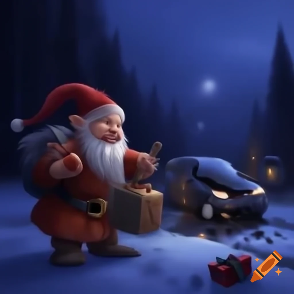 Dwarf experiencing car accident on Christmas evening, lost presents