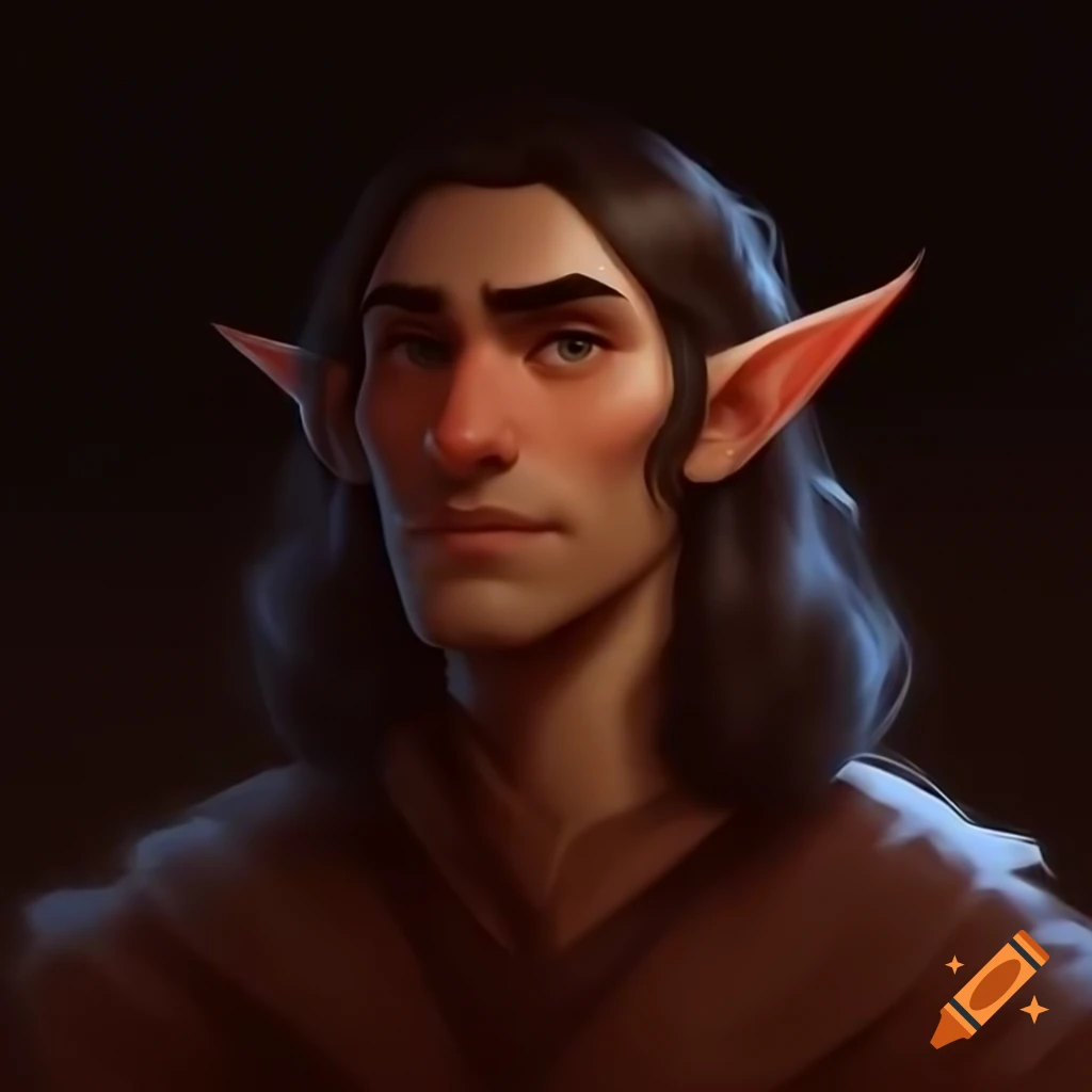 Male high-elf wizard in copper-colored clothes with bored expression