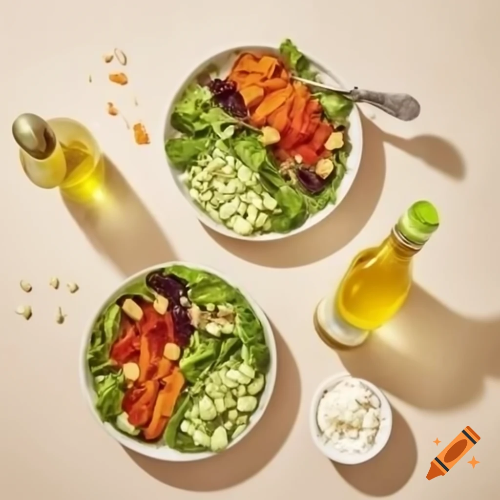 Three types of salads arranged on a surface, featuring fresh ingredients