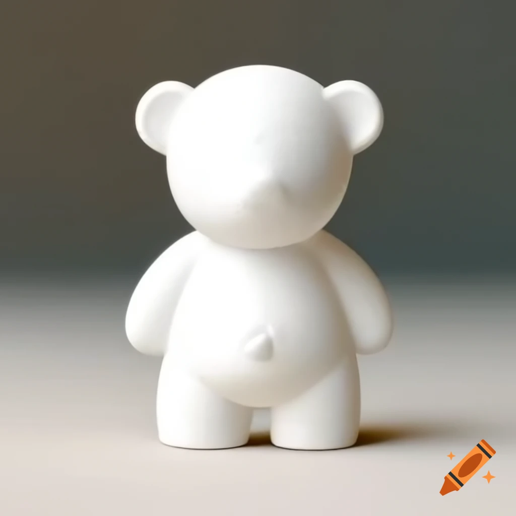 Small white bear figure with oversized head