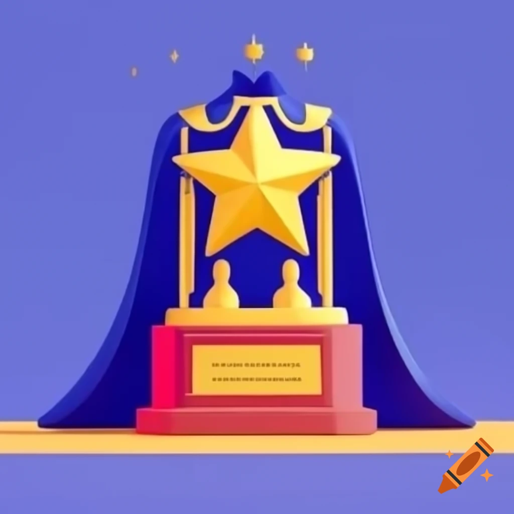 Minimalistic illustration of unsung heroes with star, cape and trophy