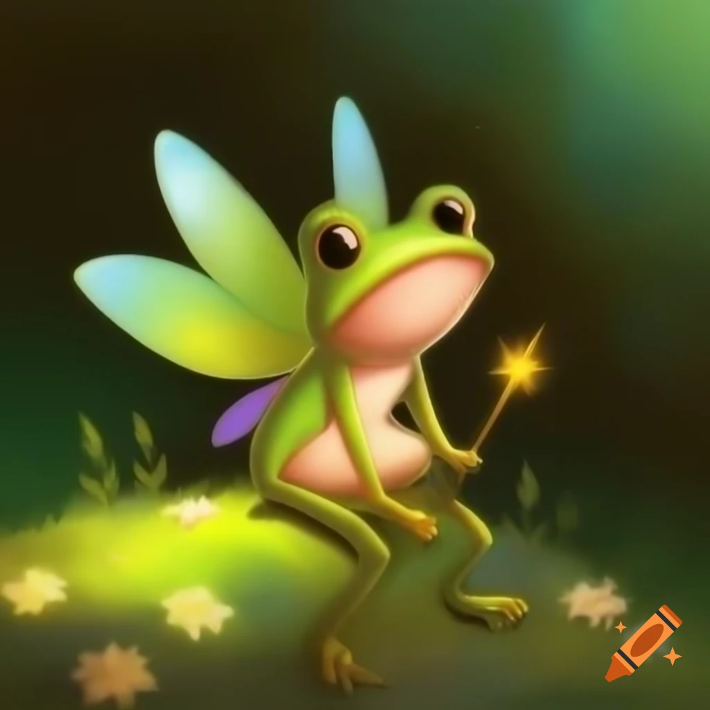Whimsical illustration of Thumbelina meeting Mr. Frog
