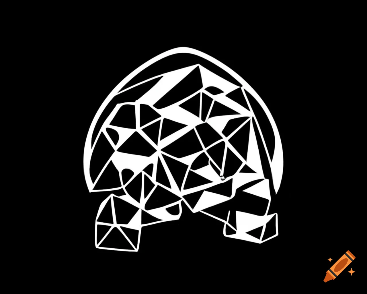 Citrine gemstone in black and white shape representation