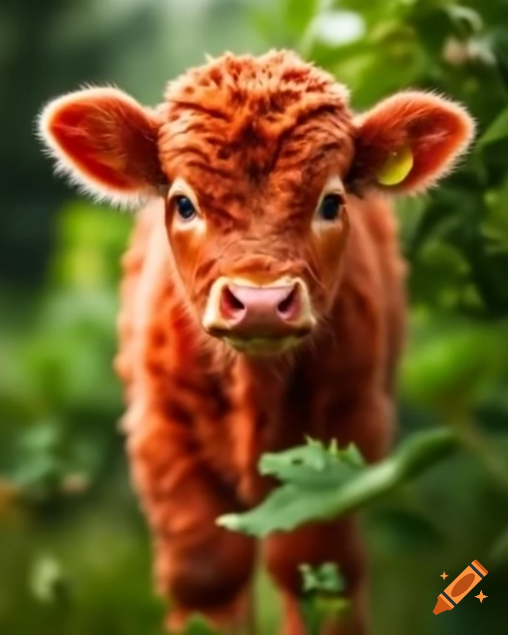 Fluffy calf with strawberry coloring