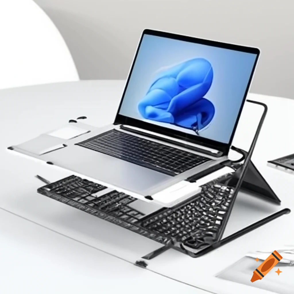 Foldable laptop stand with integrated storage and adjustable height