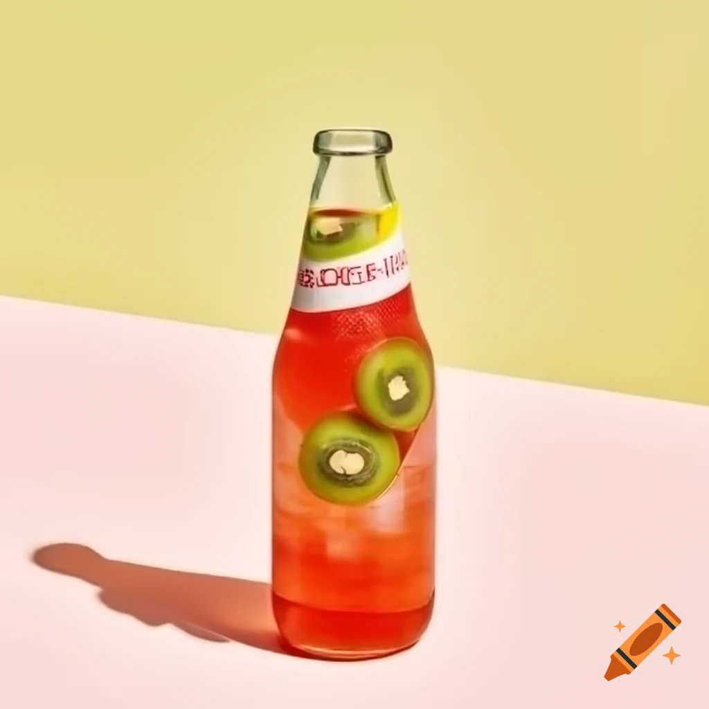 Kiwi strawberry drink in glass bottle