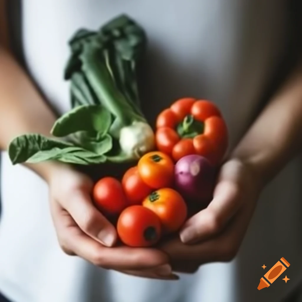 Fresh vegetables displayed on hand