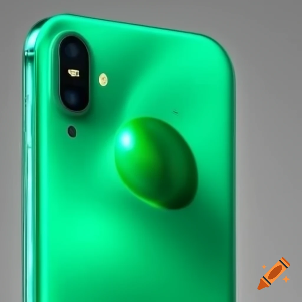 Green smartphone with curved edges and triple camera design