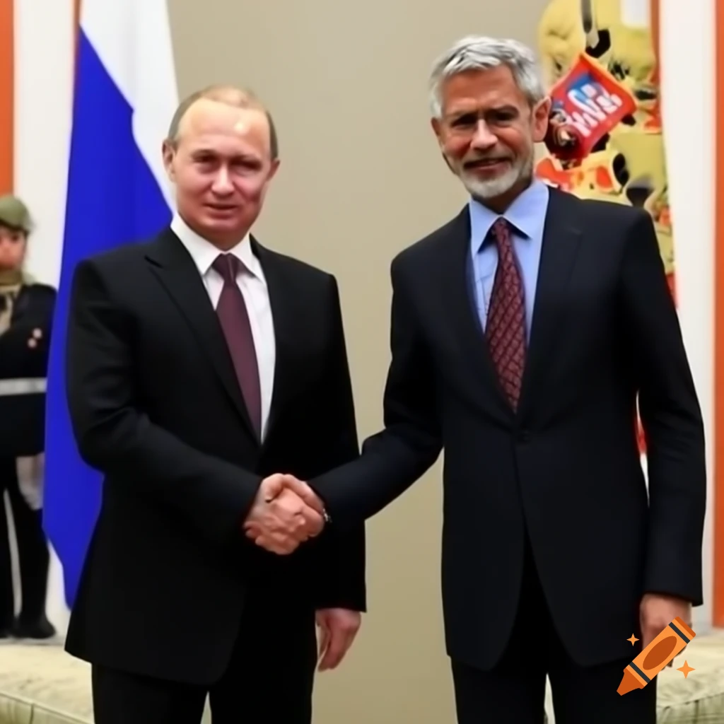 Putin and Dr. S. Jaishankar shaking hands
