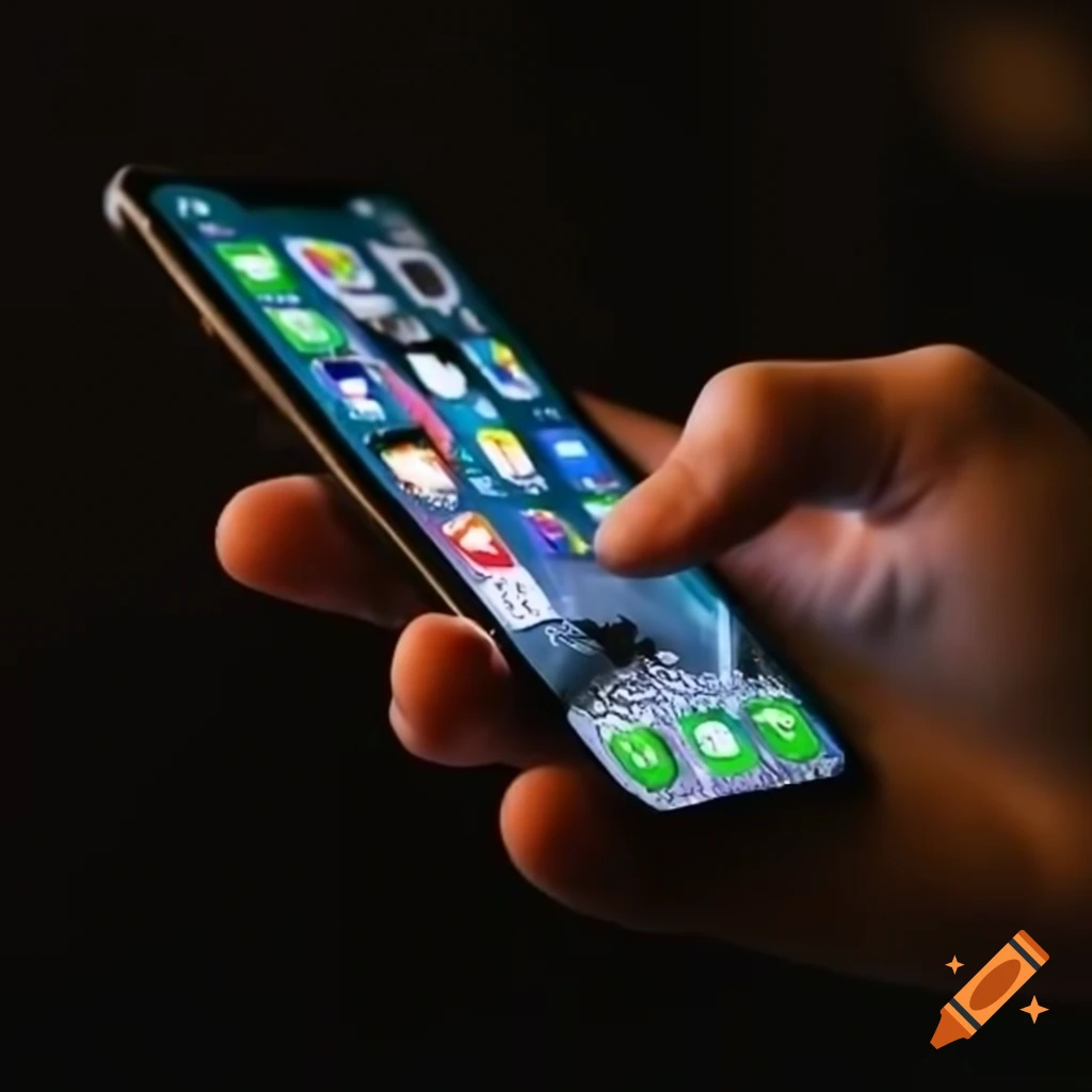 Hand holding an iPhone