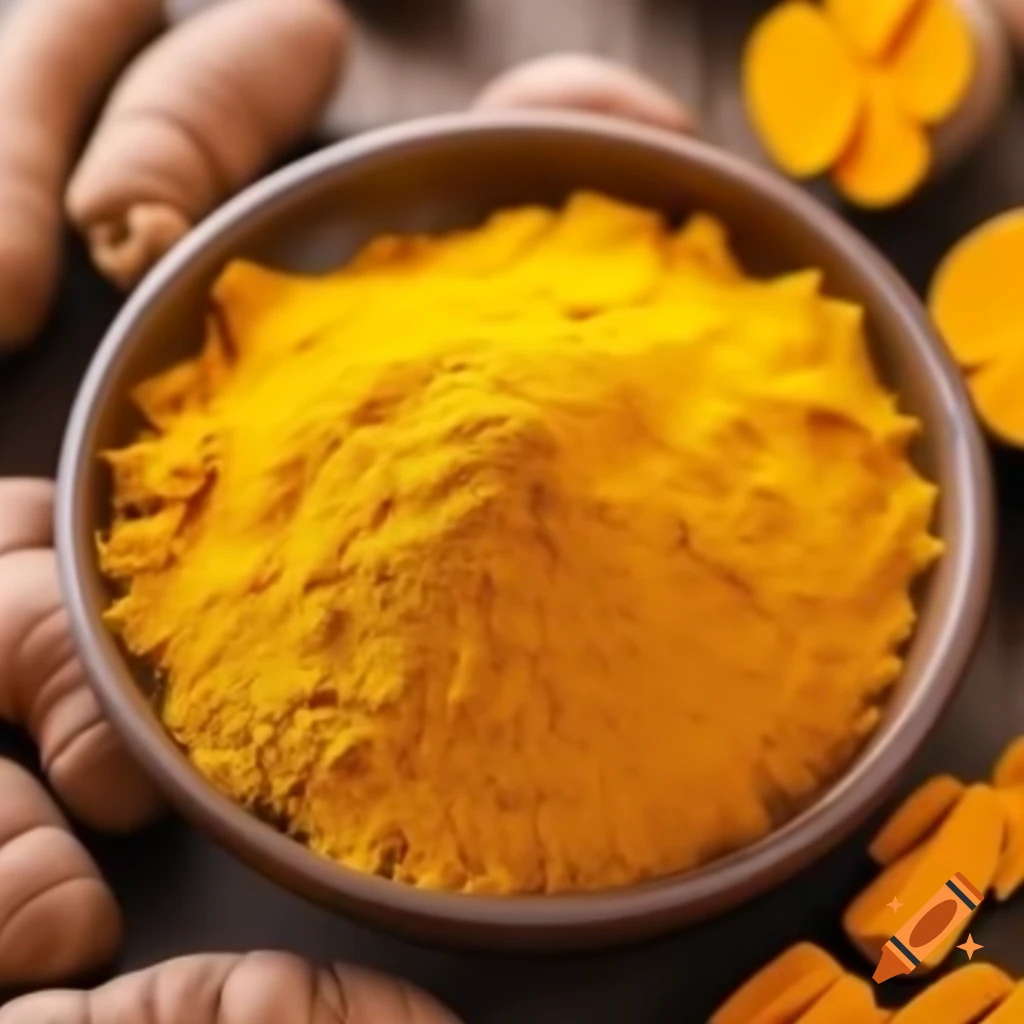 Turmeric spice with vibrant yellow color