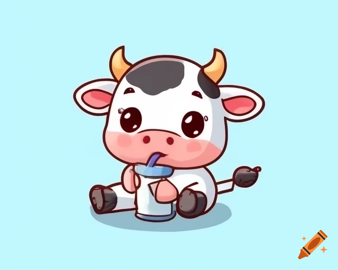 Cute baby cow drinking milk