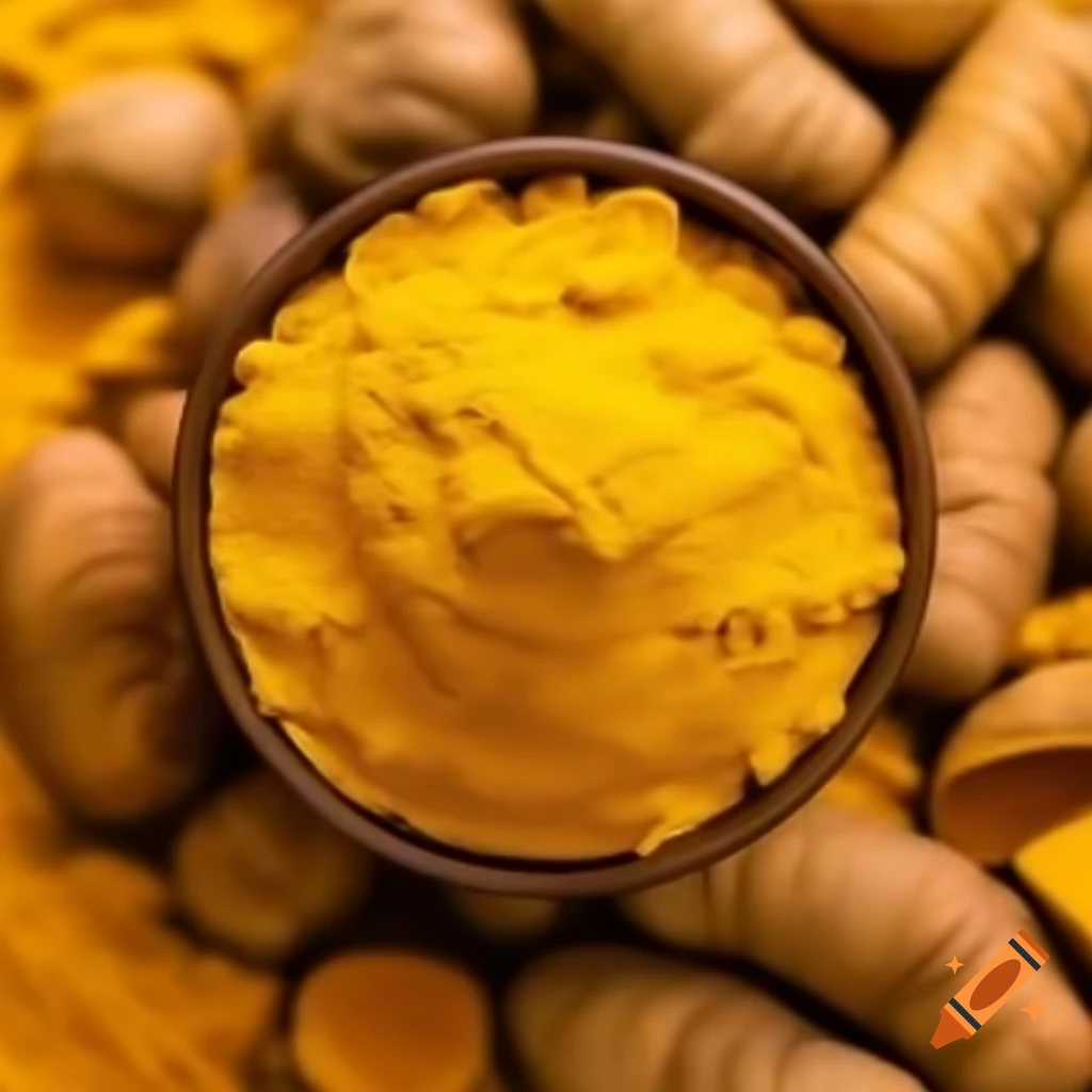 Turmeric spice with vibrant yellow color