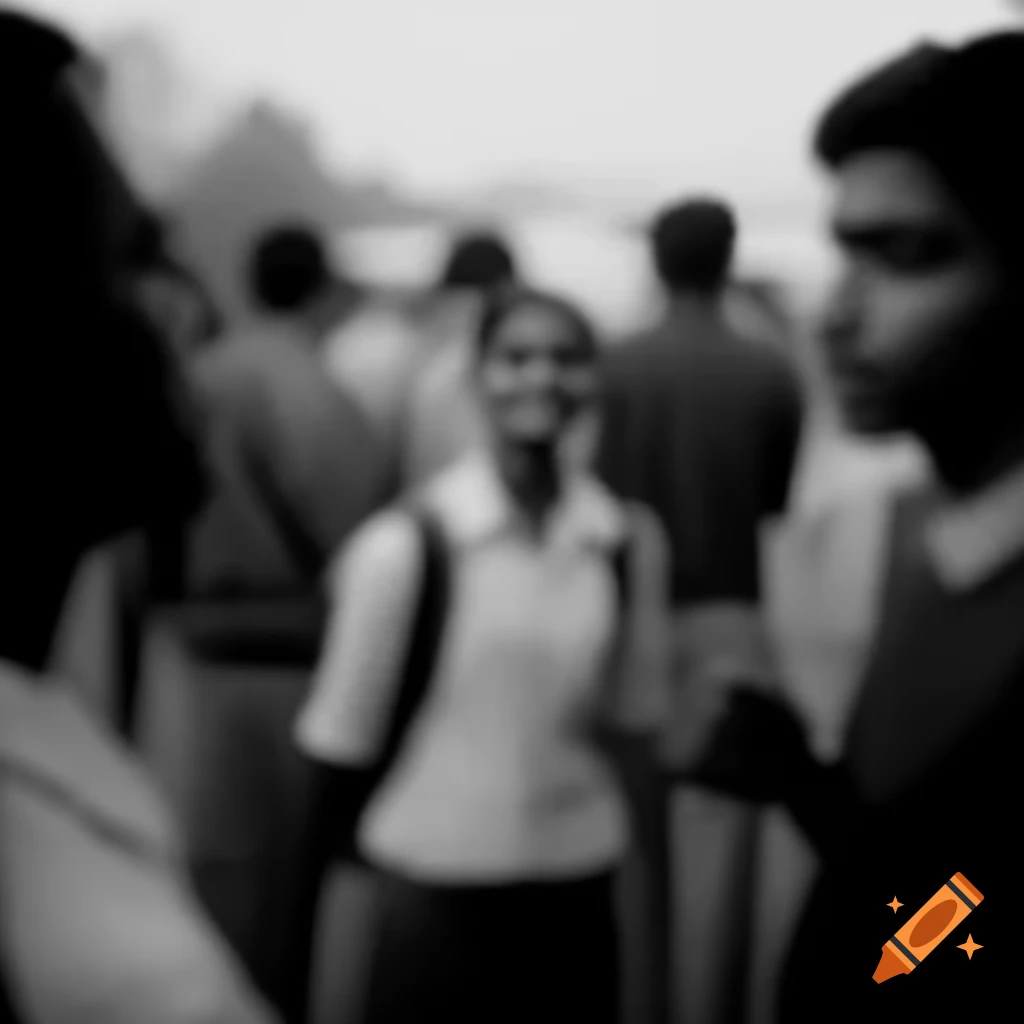 Blurry image of college friends socializing, faces indistinct