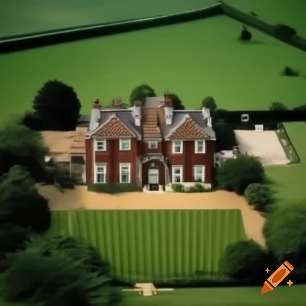 Aerial view of a large British house