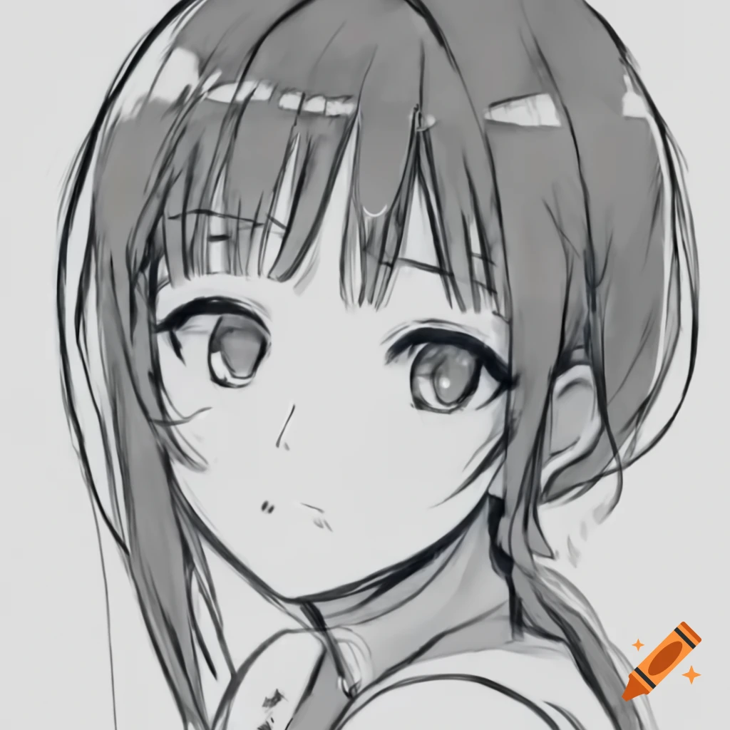 Scribbly sketch of an anime girl