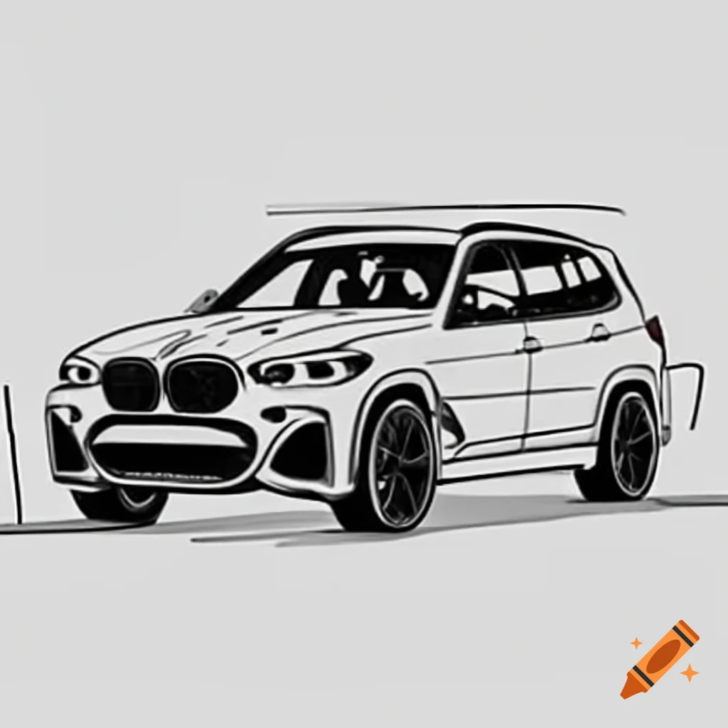 Black and white sketch of a 2020 BMW X3 G01