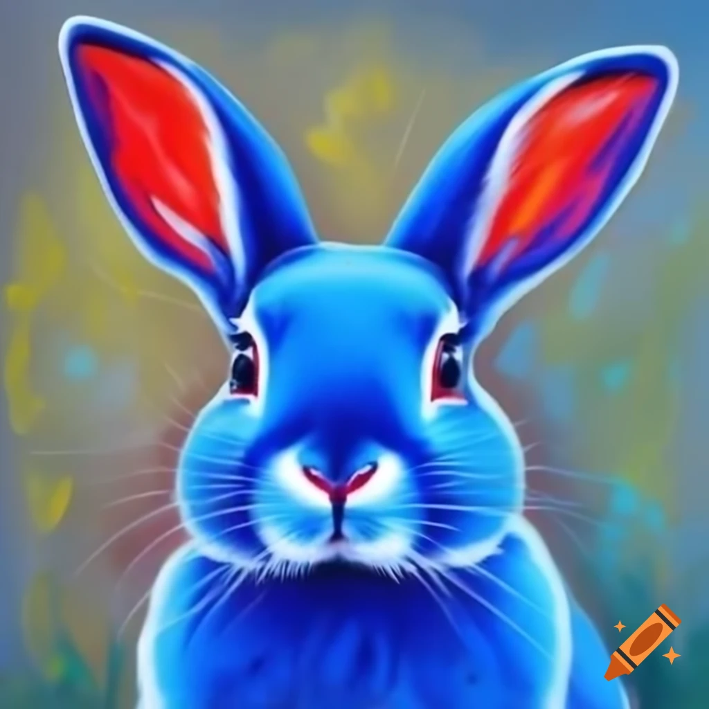 Blue bunny with red ears