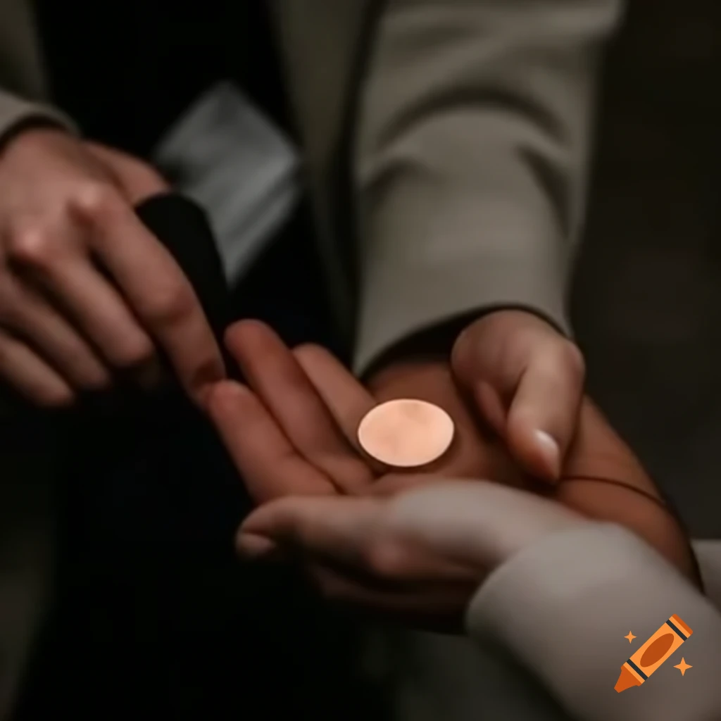 Person giving a penny to another person