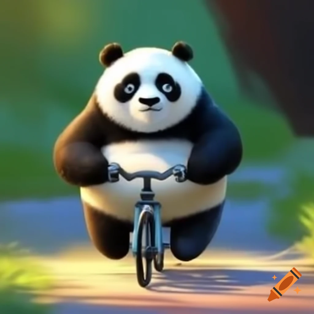 Panda riding a bike
