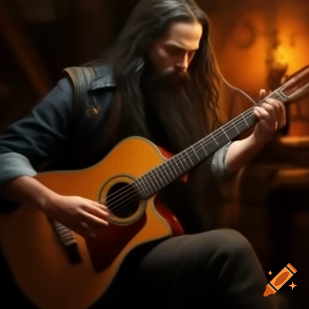 Writing and guitar, creative expression concept