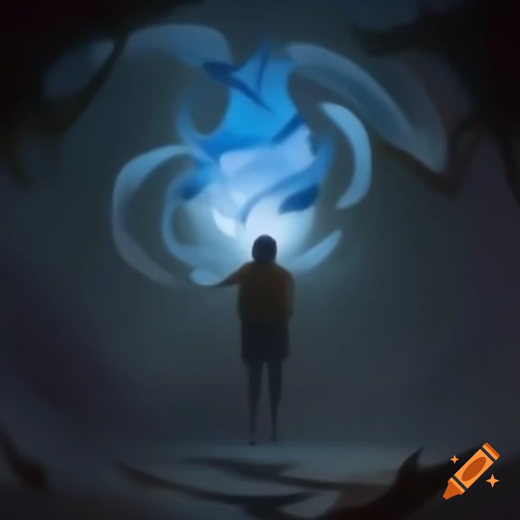 Mysterious figure gazing intently, creating a mystical atmosphere