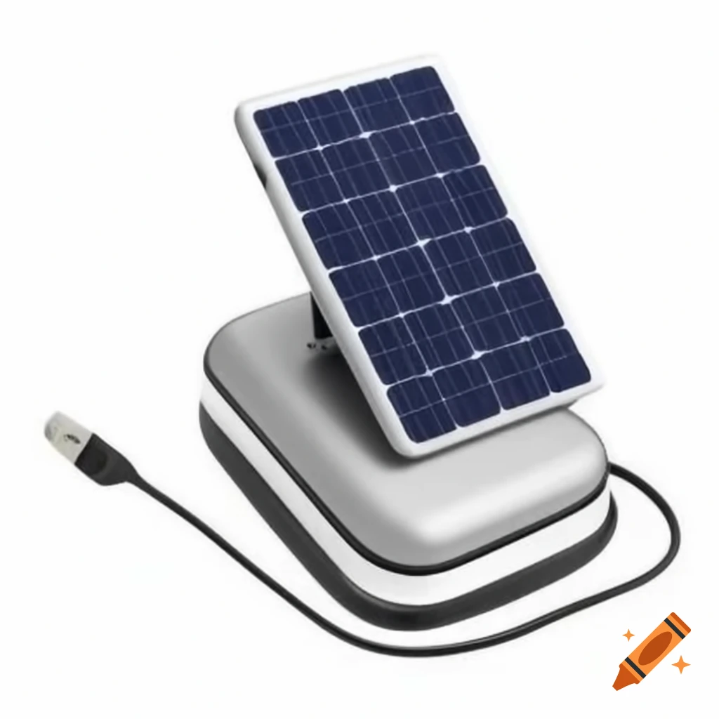 Solar-powered phone power bank with cord for charging