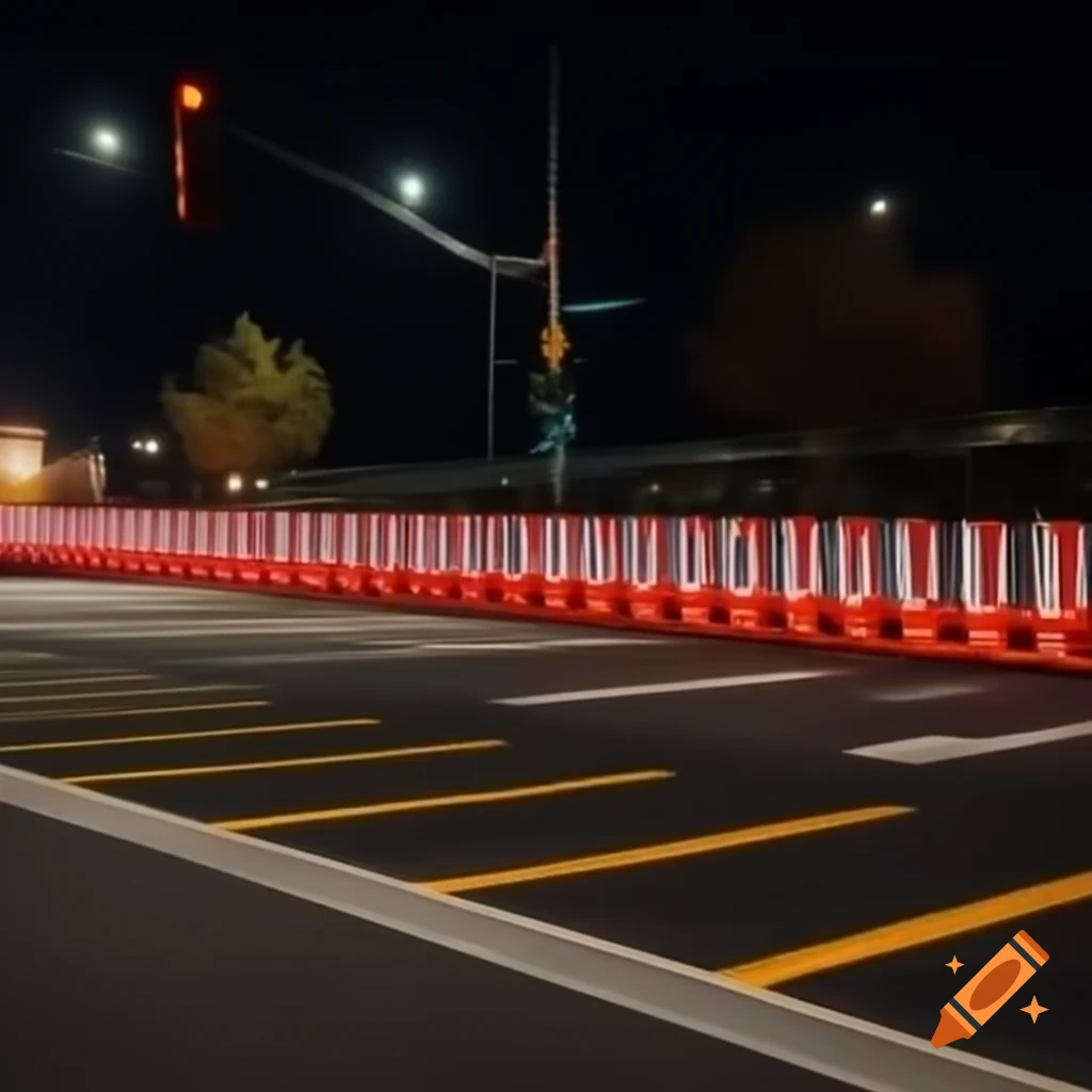 Sleek barrier system at intersection synchronized with traffic lights