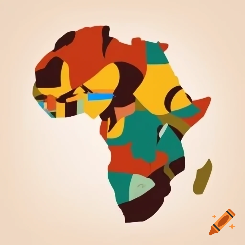 Colorful African wall art in cartoon style