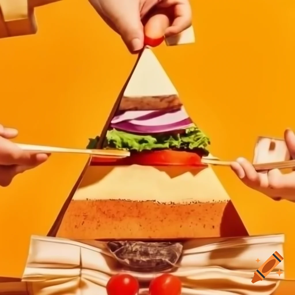 Illustration of a food pyramid showing food groups