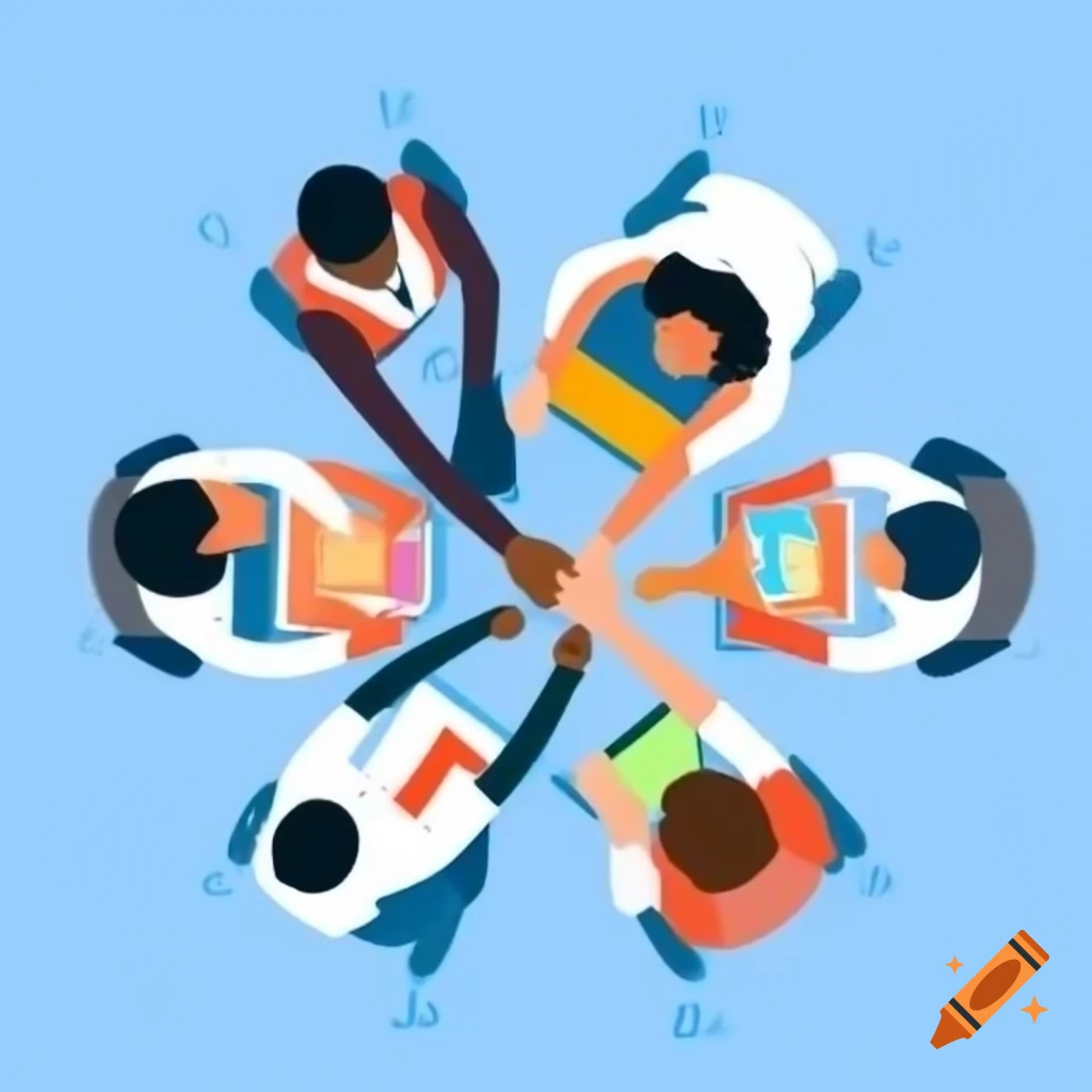 Diverse people working together symbolizing unity and charity
