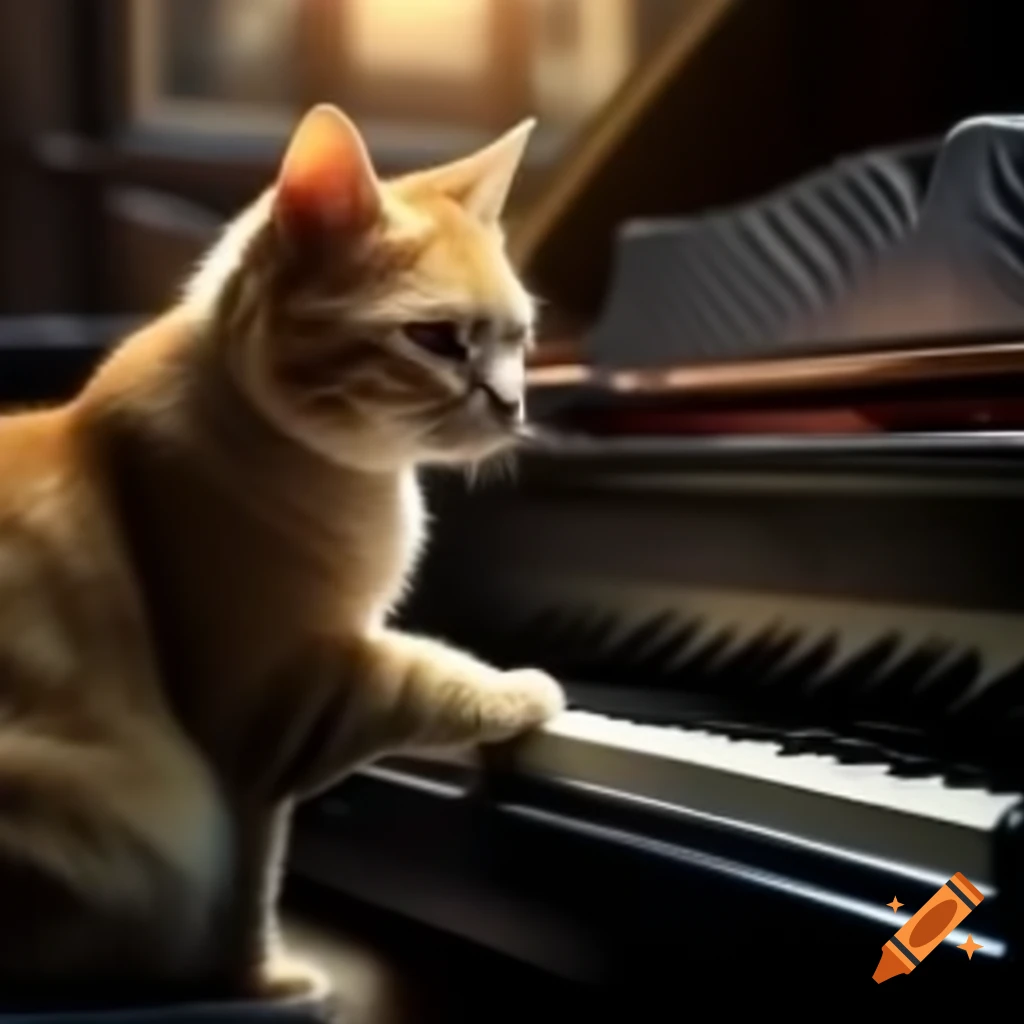 Cat playing piano on Craiyon
