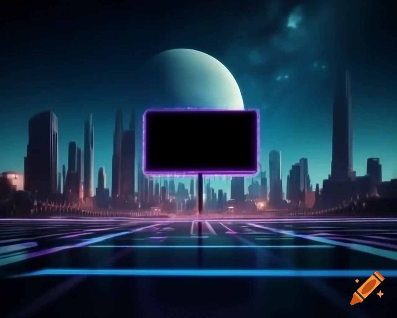 Retro-futuristic cityscape with neon lights and skyscrapers on Craiyon