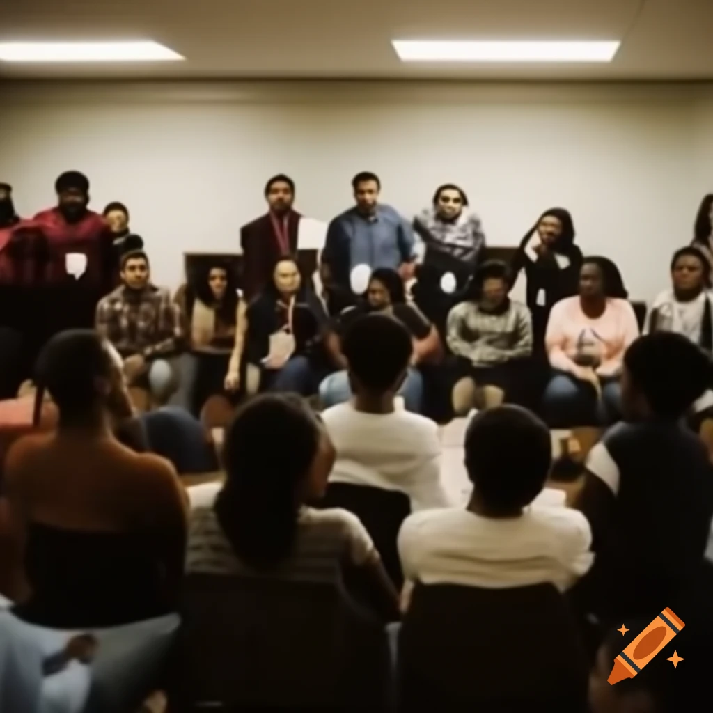 Diverse group participating in seminar or workshop on Craiyon