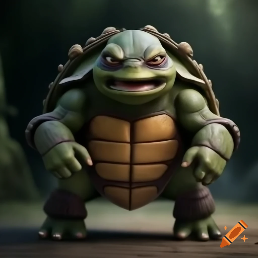 Giant ninja snapping turtle in a unique pose