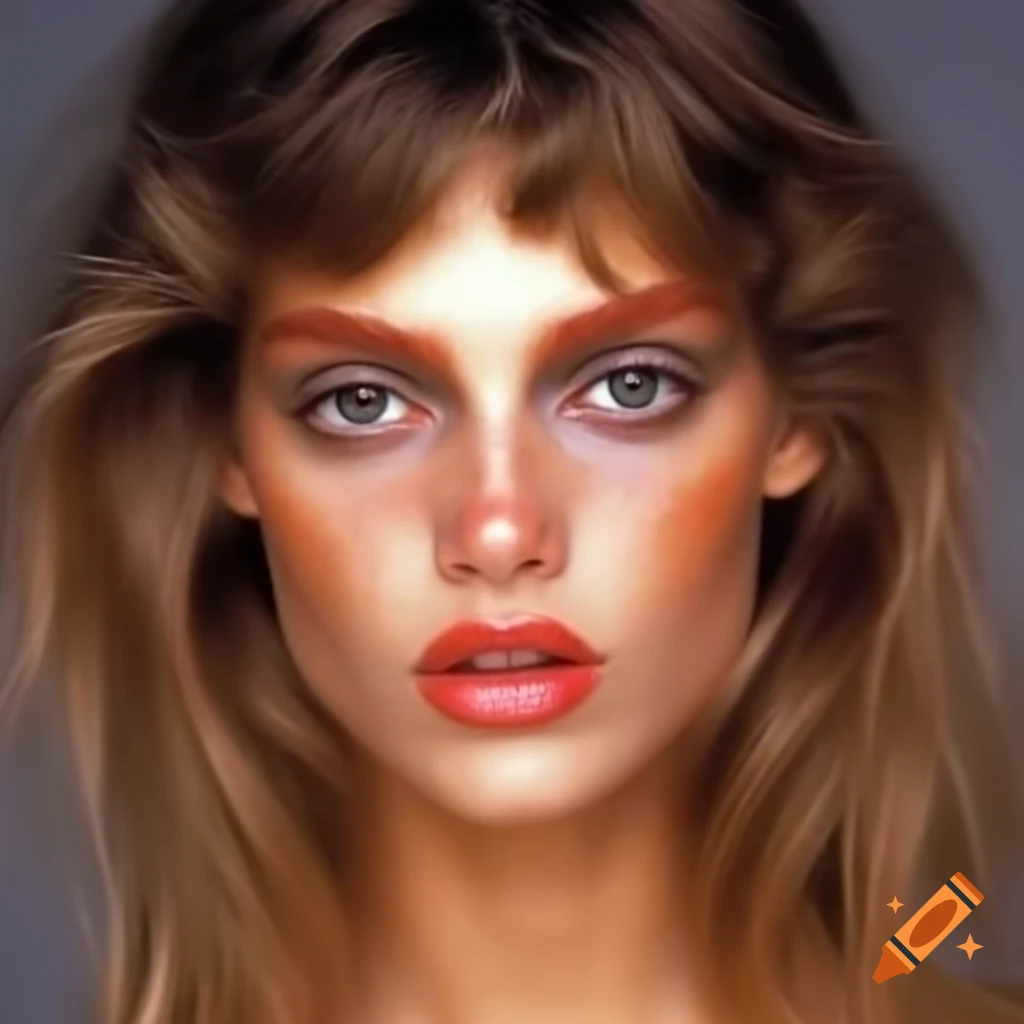 1990s supermodel with dark blonde hair and hazel eyes