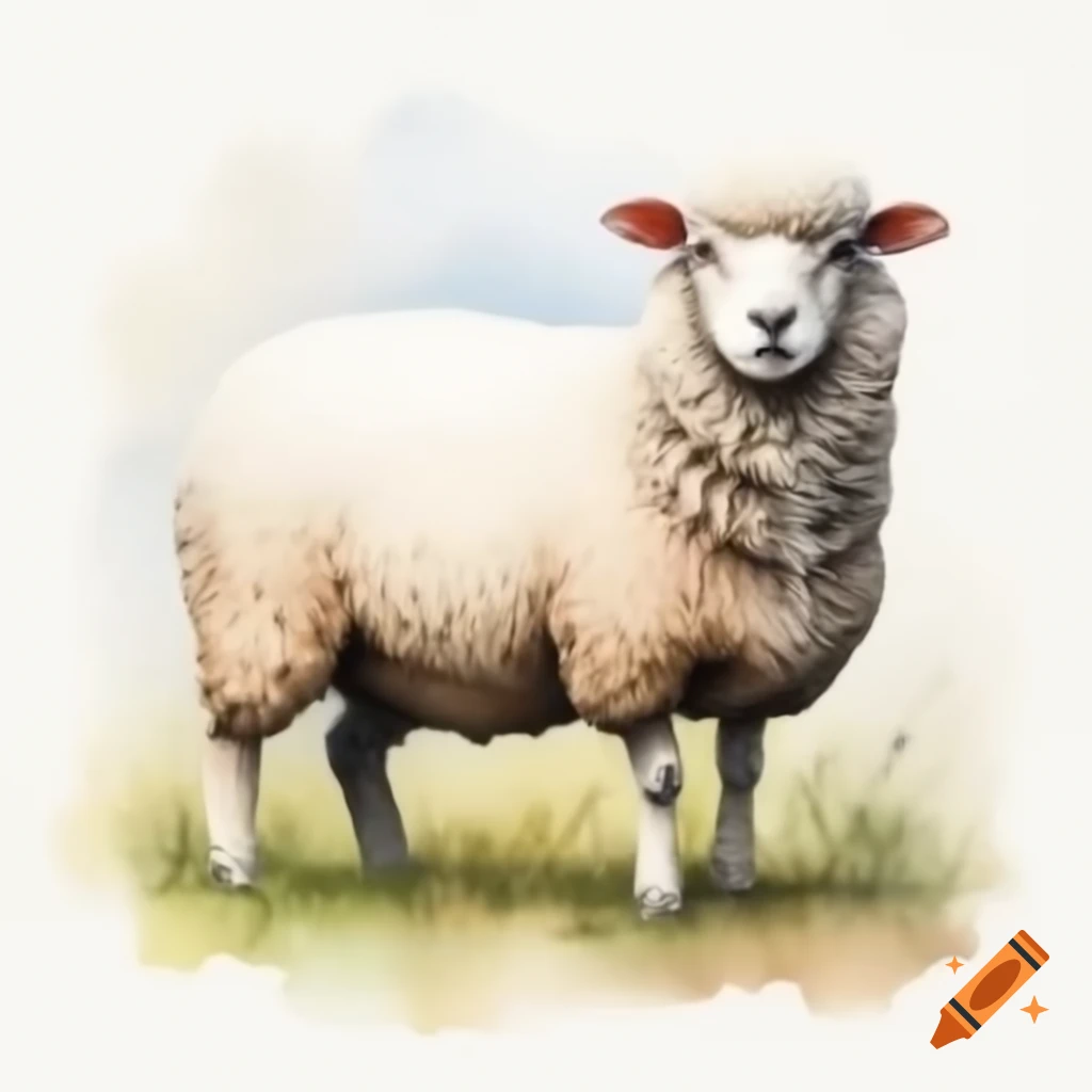 Watercolor painting of a sheep