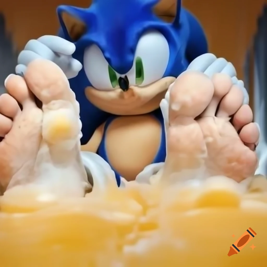Close-up of Sonic's feet with ice cream drip, relaxed pose