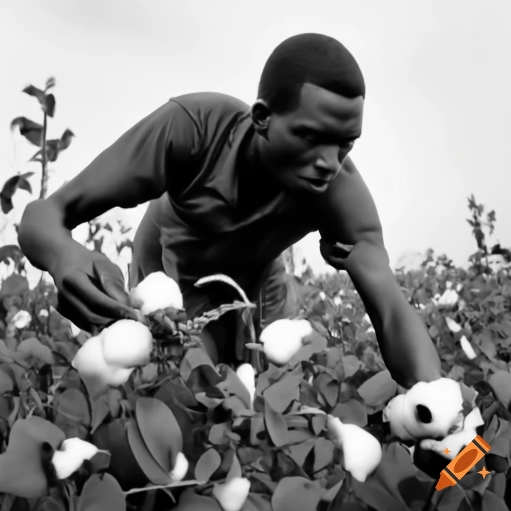 Historical depiction of cotton picking