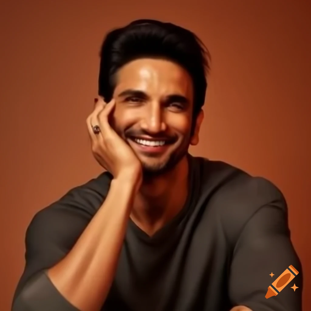 Smiling image of Sushant Singh Rajput with text 'No Depression Be Happy'