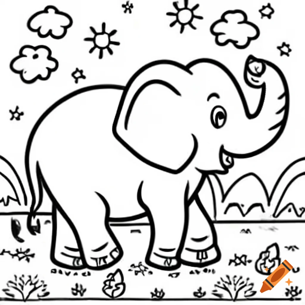 Elephant coloring page illustration