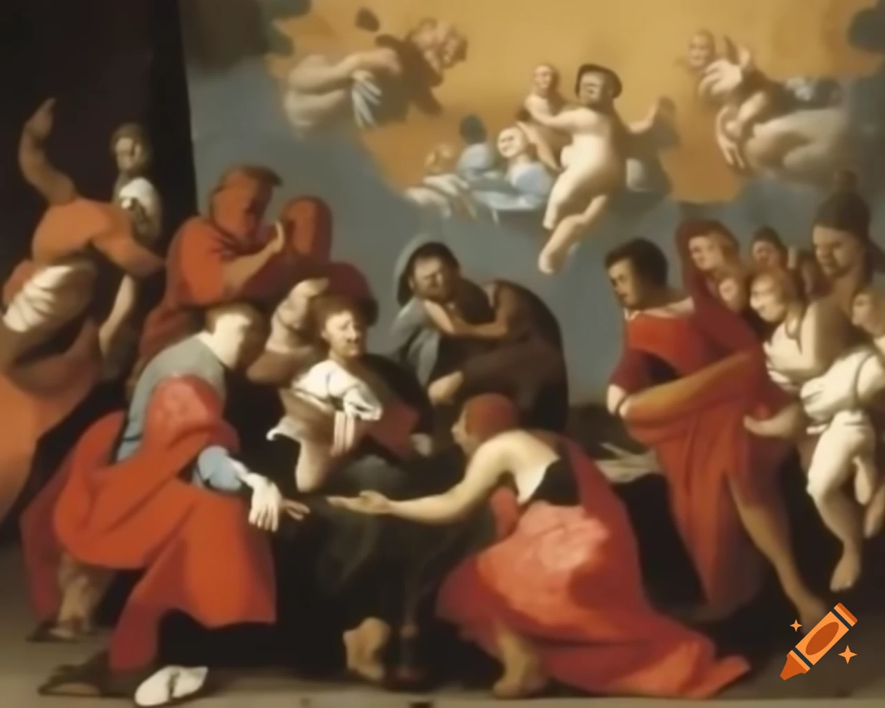 Flemish Baroque scene featuring detailed artwork and rich colors