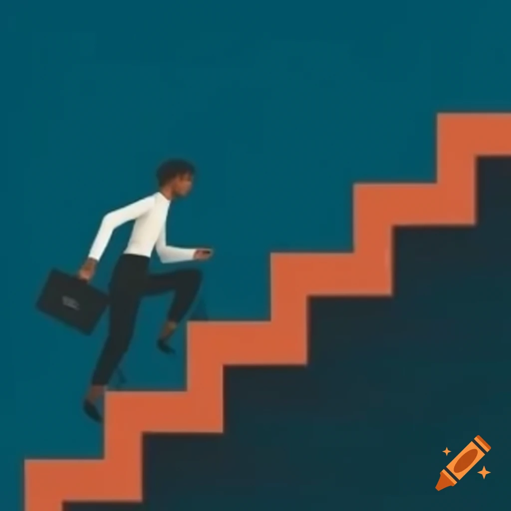 Person taking first step on staircase symbolizing progress and growth