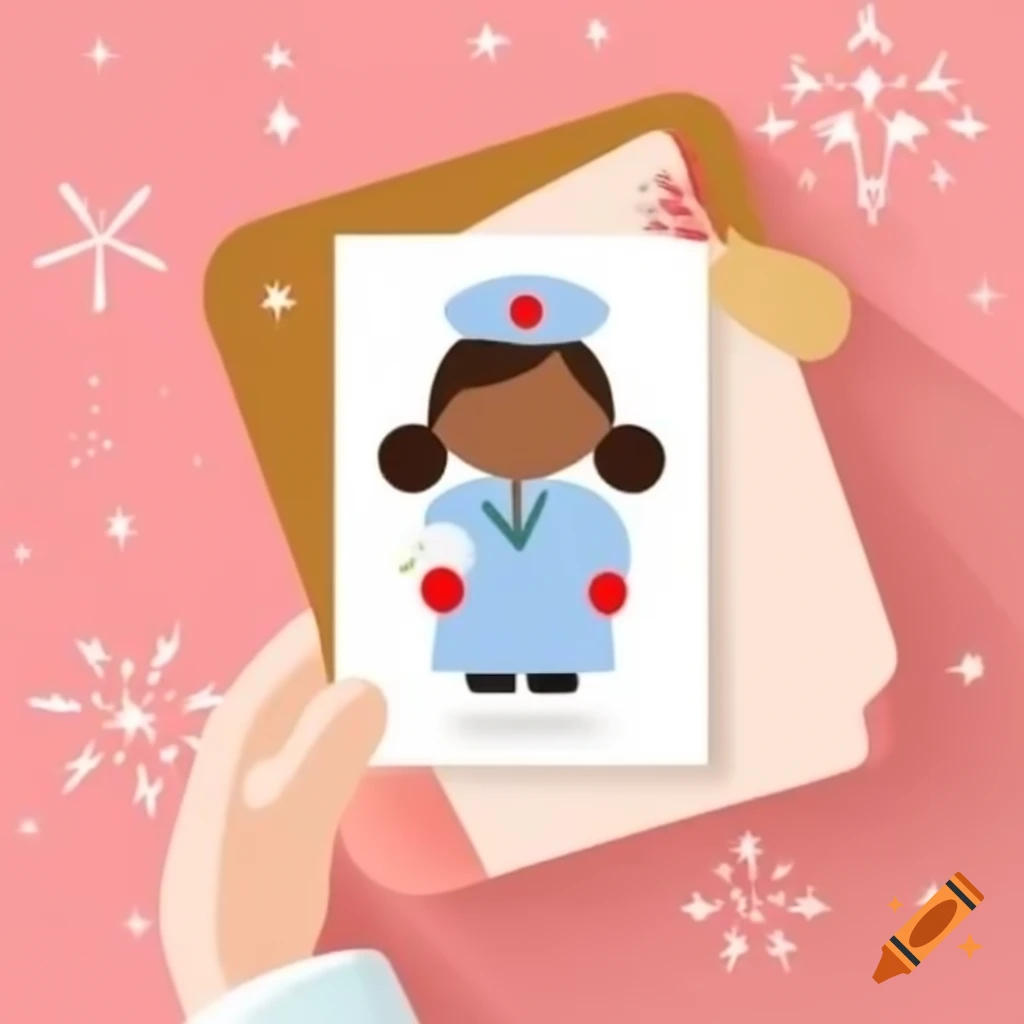 Christmas card design featuring a nurse theme