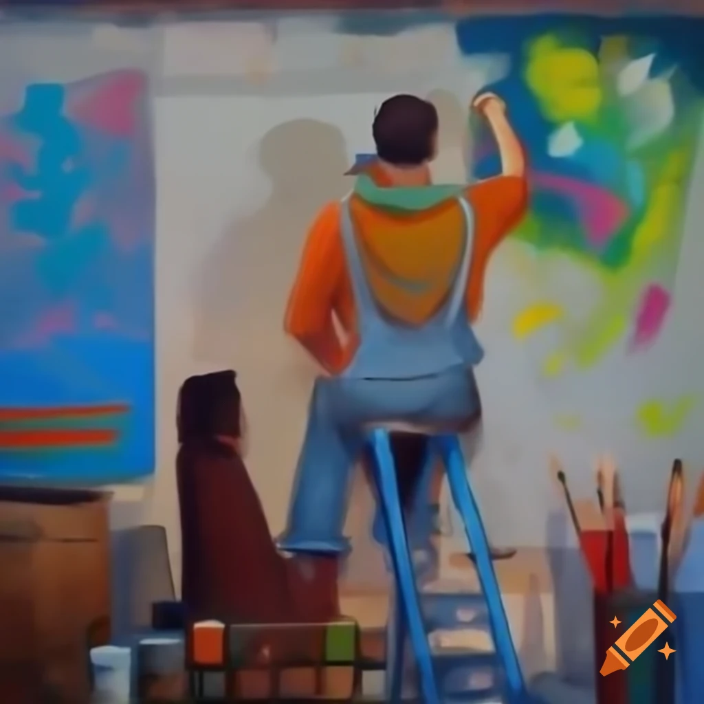 Artist painting a mural