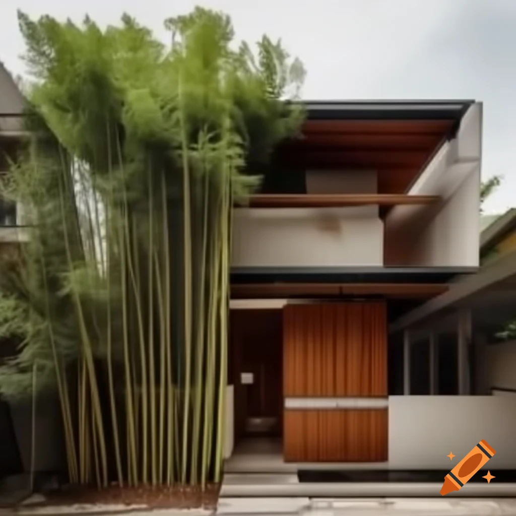 Modern house design featuring bamboo and cement materials